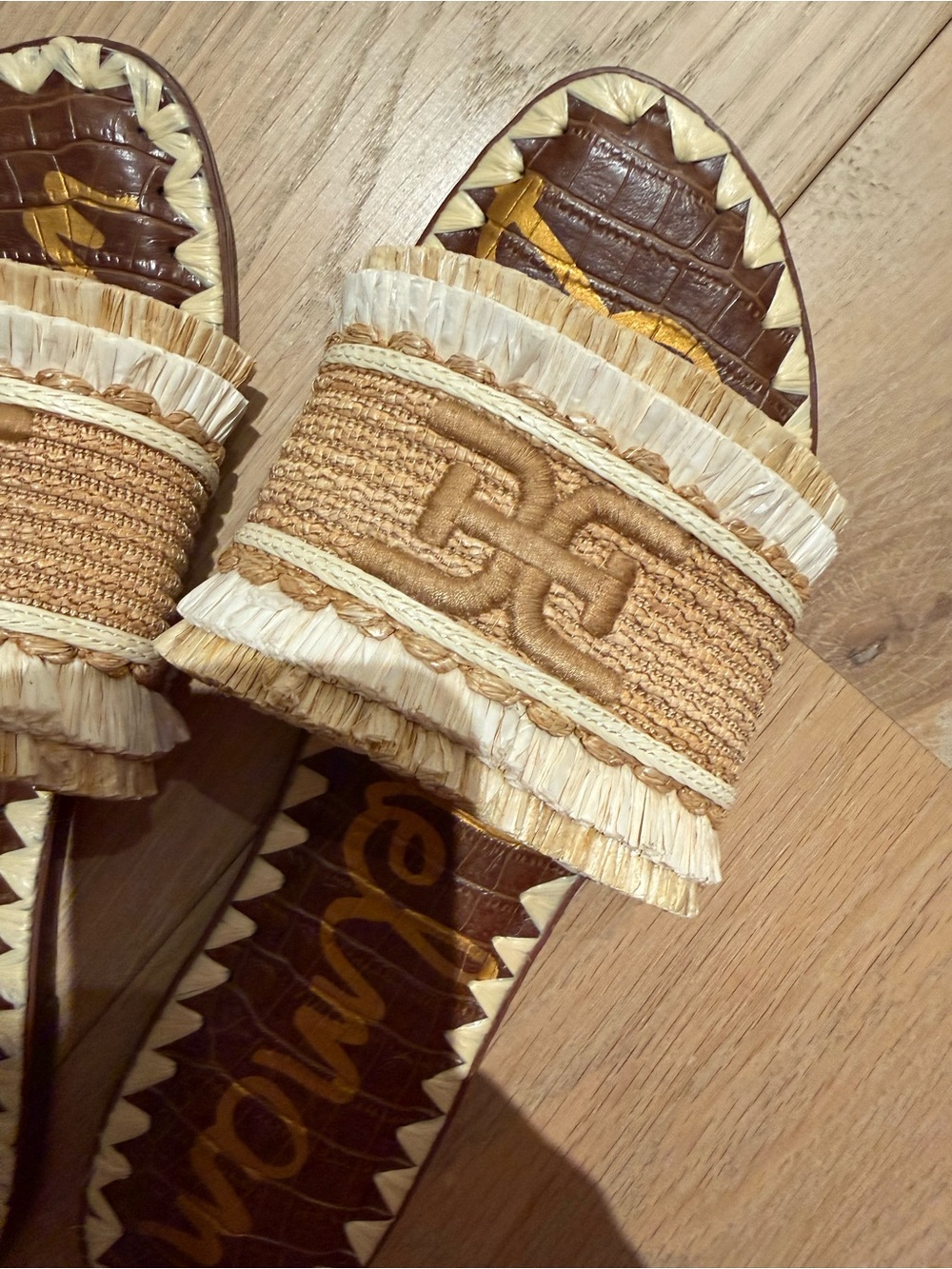 Sam Edelman Woven Slide Sandal in Natural and Cream - Picture 3 of 4
